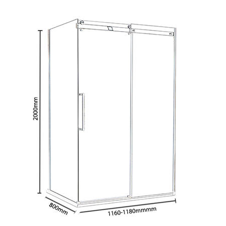 1200 x 800mm Sliding Enclosure with Shower Tray 8mm Glass - Aquafloe Elite II