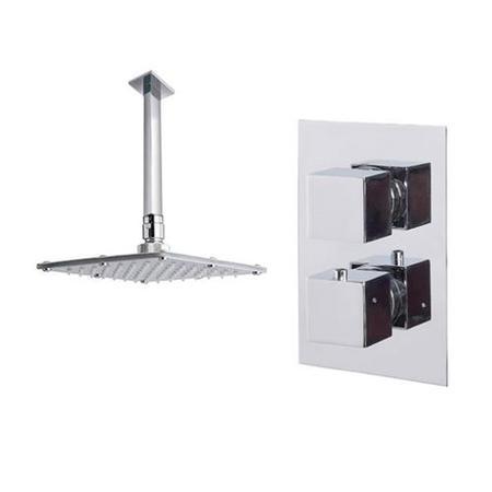 Cube Dual Valve with 175mm Square Shower Head & Ceiling Arm