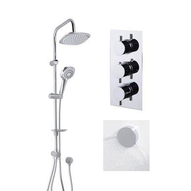 Vision Riser Slide Shower Rail Kit with S9 Triple Valve, Wall Outlet, Filler & Overflow 