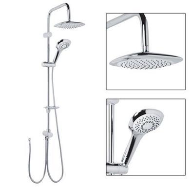 Vision Riser Slide Shower Rail Kit with S9 Triple Valve, Wall Outlet, Filler & Overflow 