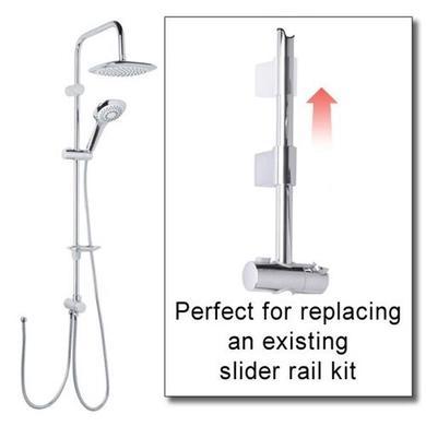 Vision Riser Slide Shower Rail Kit with S9 Triple Valve, Wall Outlet, Filler & Overflow 