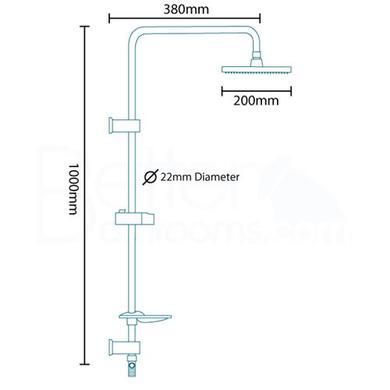 Vision Riser Slide Shower Rail Kit with S9 Triple Valve, Wall Outlet, Filler & Overflow 