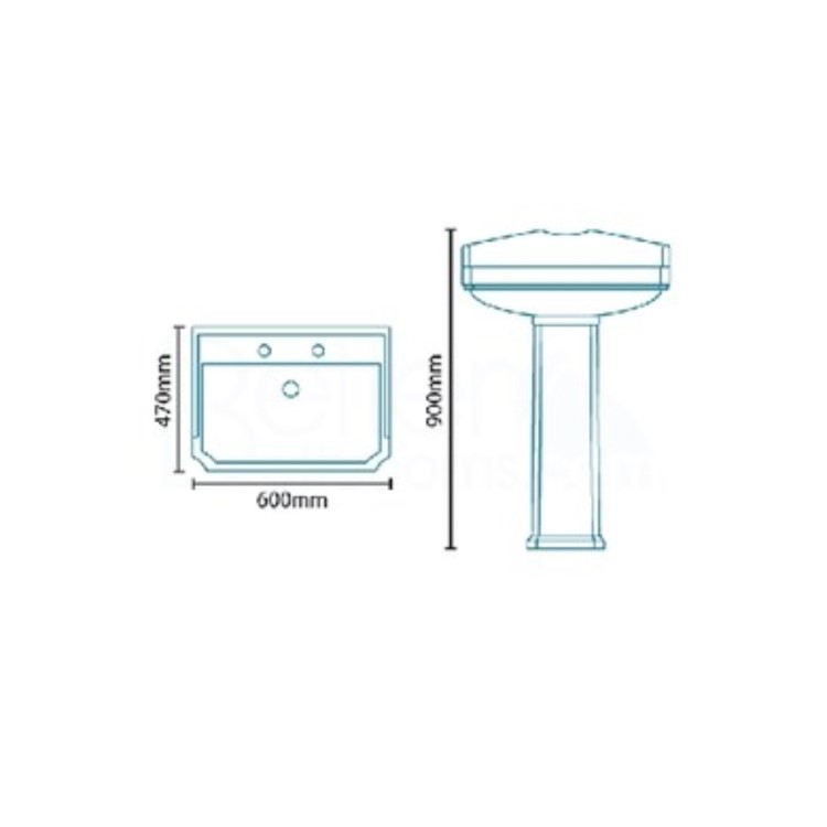 Traditional 2 Tap Hole Toilet and Basin Suite - Victoriana