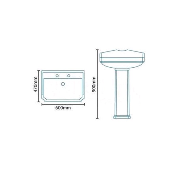 Victoriana 2 Tap Hole Full Pedestal Basin