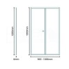 Bi-Fold Shower Enclosure with Tray 1000 x 900mm - 6mm Glass - Aquafloe Range