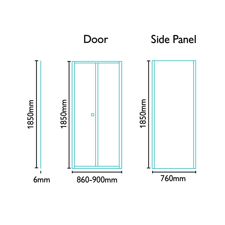 Bi-Fold Shower Enclosure with Tray 900 x 760mm - 6mm Glass - Aquafloe Range