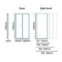 Bi-Fold Door Enclosure 800mm with Side Panel 1000mm - 6mm Glass - Aquafloe Range