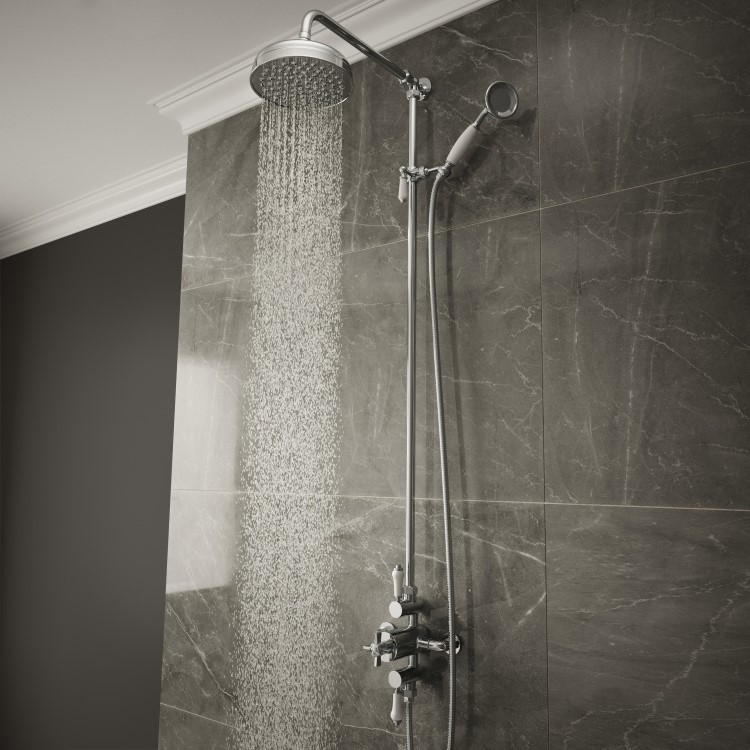 Vas Traditional Triple Exposed Shower Valve with Luxury Rigid Riser Kit