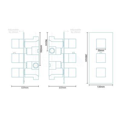 Quadro Slide Shower Rail Kit with Cube Triple Valve, 175mm Square Head & Wall Arm 