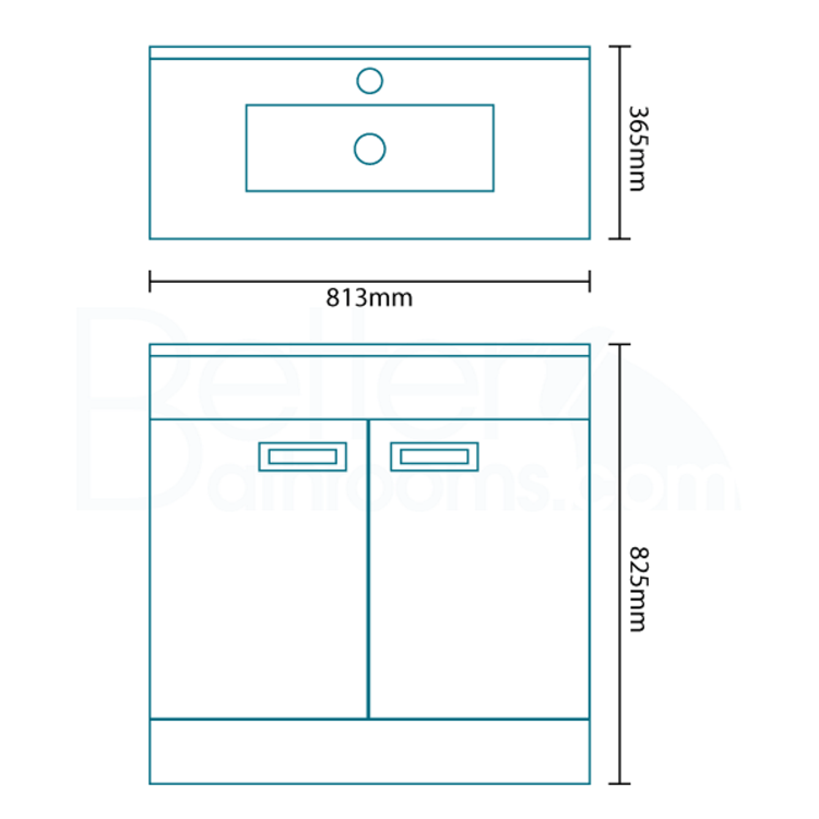 800mm Floorstanding Vanity Basin Unit - 2 Door - White - Aspen Compact Range