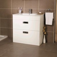 800mm Floor Standing Vanity Basin Unit - White Double Drawer - Aspen Range