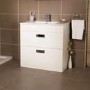 800mm Floor Standing Vanity Basin Unit - White Double Drawer - Aspen Range