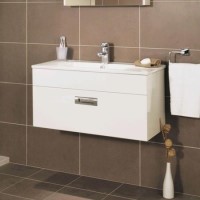 800mm Wall Hung Vanity Basin Unit - White Single Drawer - Aspen Range