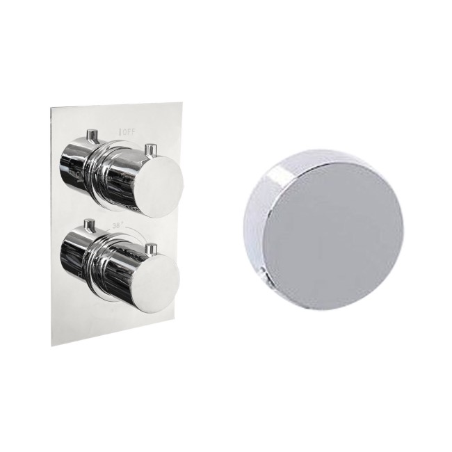 Concealed Dual Control Thermostatic Shower Valve & Freeflow Bath Filler with Push Button Waste & Overflow