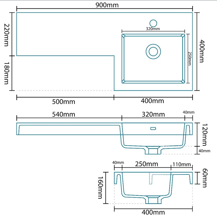 Right Hand Compact Toilet & Basin Combination Unit - Compact - White- Santorini toilet - Apex Range
