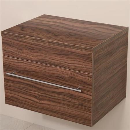600mm Wall Hung Bathroom Cabinet Walnut Single Drawer Unit