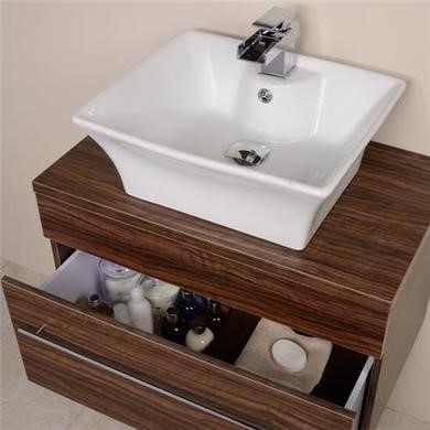 750mm Wall Hung Storage Unit Walnut Single Drawer Unit Aspen