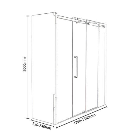 1400 Trinity Premium 10mm Right Hand Shower Enclosure with 760 Side Panel
