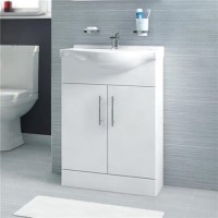 550mm Vanity Unit with Basin - 2 Door- White - Windsor