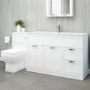1000mm Floor Standing Combination Unit with Back to Wall Toilet - White Bathroom Storage Modern Handle - Nottingham Range