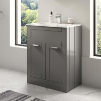 600mm Traditional Floorstanding Vanity Unit with Basin Grey - Nottingham Range