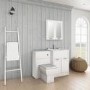 Floor Standing Combination Unit with Tabor Toilet - White Double Door Modern Handle - Nottingham Range