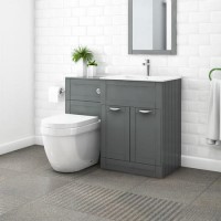 Nottingham 600 Grey Combination Unit Suite with Aurora Back to Wall Toilet
