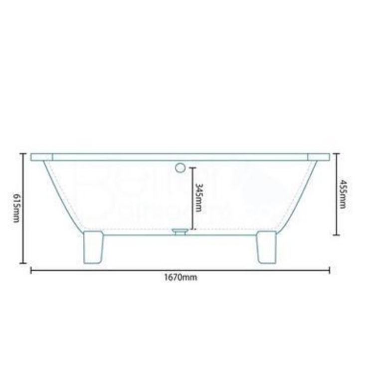 Tabor 1670 x 750 Freestanding Bath with Modern Feet