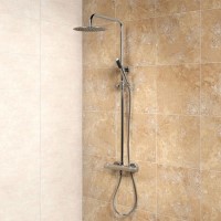 Minimalist Deluxe Ultra Thin 200 Riser Slide Shower Rail Kit & Valve 