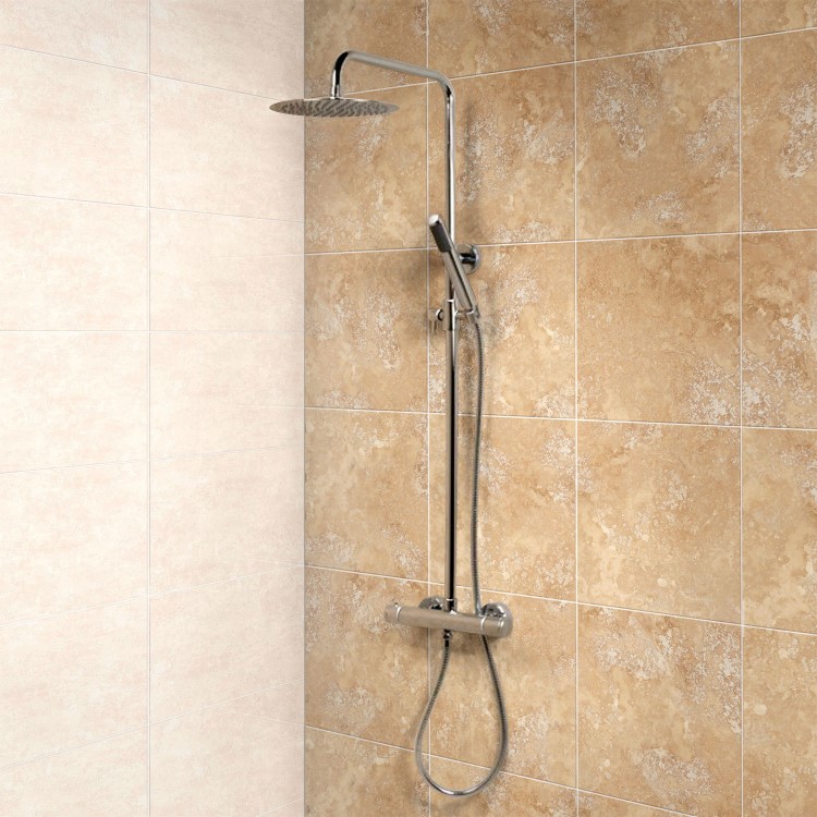Minimalist Deluxe Ultra Thin 200 Riser Slide Shower Rail Kit & Valve 