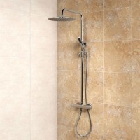 Deluxe Round Ultra Thin 300 Riser Slide Shower Rail Kit with Valve