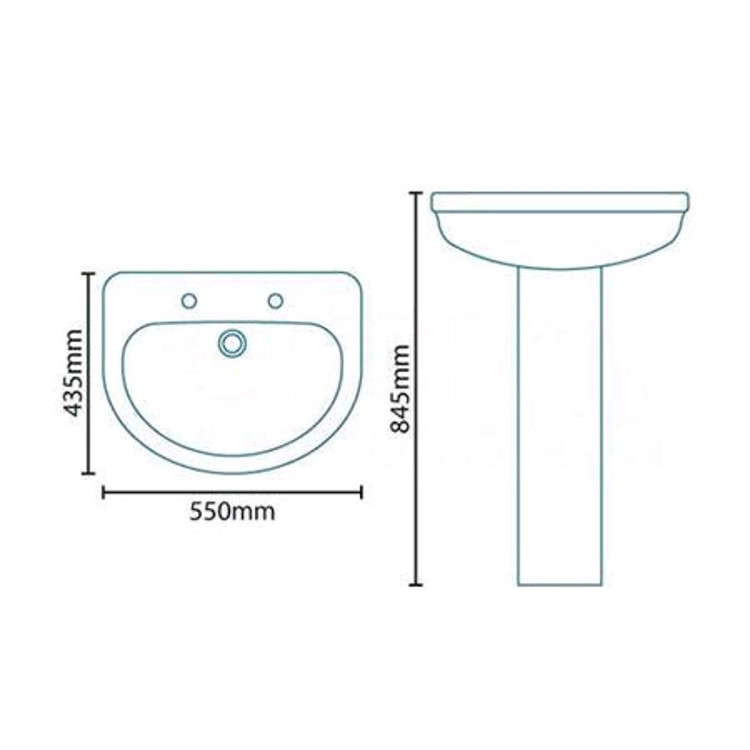 Impressions Round Basin & Full Pedestal - 2 Tap Holes