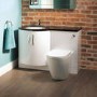 Bow Front Combination Unit with Venus Back to Wall Pan - Left Hand White with Black Worktop - Kirkwood