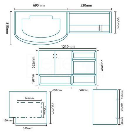 Bow Front Toilet & Basin Combination Unit with Venus Toilet - Black & White - Kirkwood  Range