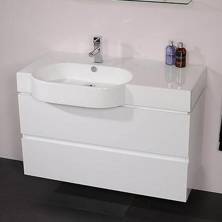 1000mm Wall Hung Basin Vanity Unit - White Double Drawer - Madrid Range