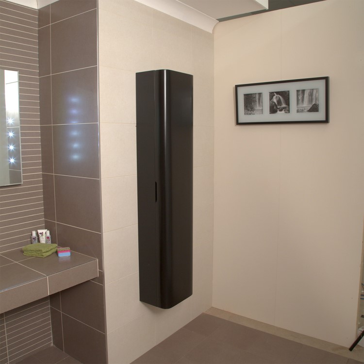 Eclipse Wall Hung Storage Unit - Black Single Door Bathroom Storage