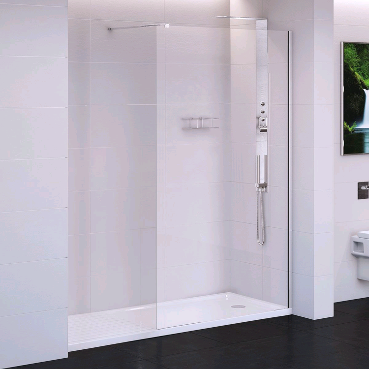 Walk-In Shower Screen 1000mm with Shower Tray - 10mm Glass - Trinity Range