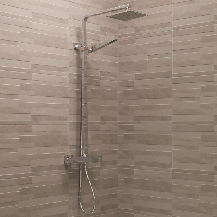 Deluxe Square Riser Slide Shower Rail Kit with Valve 