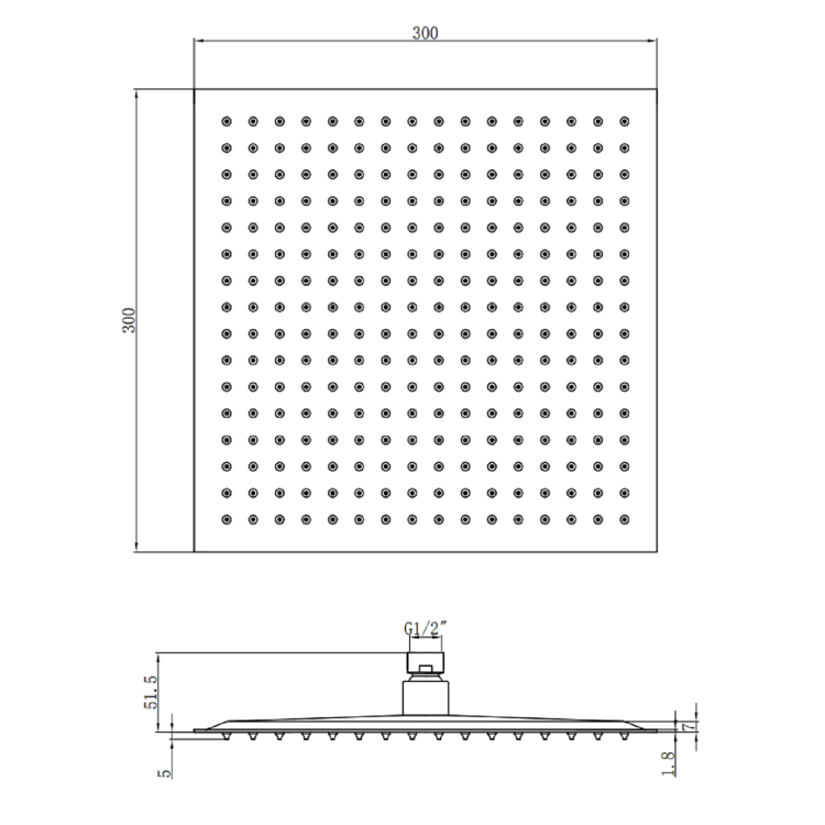 Square Chrome Shower Set with Thermostatic Valve - Sima