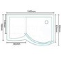 1400 x 900mm Curved Right Hand Walk-In Shower Enclosure with Shower Tray