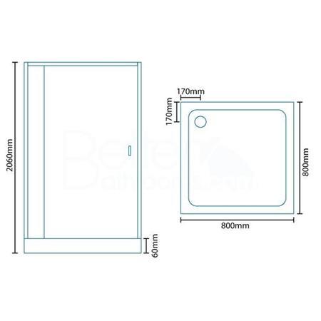 800mm Quatro Shower Cabin with Aqua White Back Panels