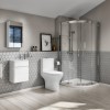 Aquafloe 900 Quad with Portland 410mm Wall Hung White Vanity Unit &amp; Portland Close Coupled Toilet