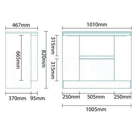 1010mm Vanity Unit with Basin - Door & Drawer - Voss