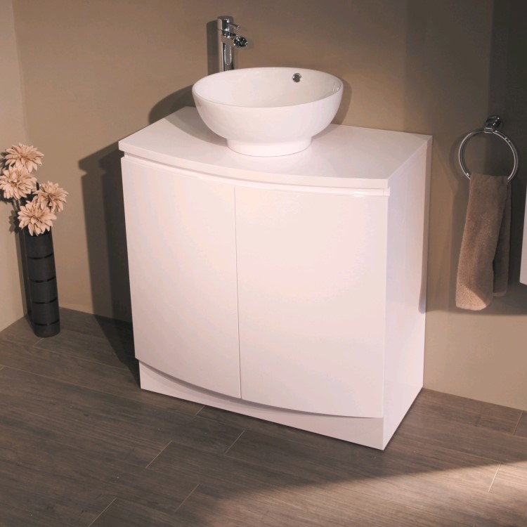 620mm Floorstanding Vanity Unit with Pacific Countertop Basin - White - Voss Range