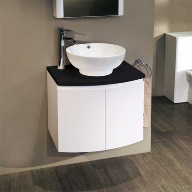 Voss Black Wall Mounted Vanity Unit with Countertop Basin