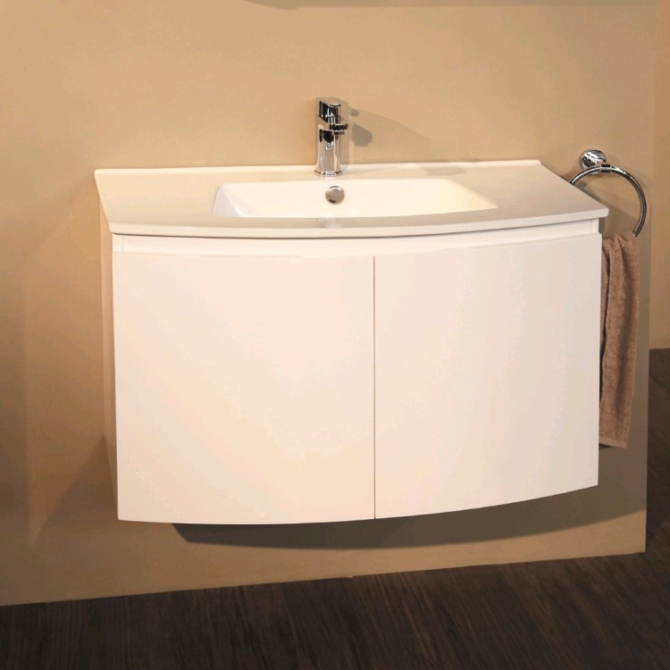 810mm Wall Hung Vanity Basin Unit - Double Door White -  Voss&#153; Range
