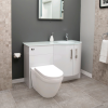 Right Handed Bow Front Combination unit with Aurora Toilet &amp; White Glass Basin - Vigo