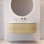 1200mm Oak Wood Effect Wall Hung Vanity Unit with Solid Surface Basin - Cali