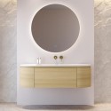 BUN/CALVO1400/98839 1400mm Oak Wood Effect Wall Hung Vanity Unit with Solid Surface Basin - Cali