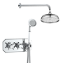 Chrome 2 Outlet Thermostatic Mixer Shower Set with Hand Shower & Overhead Shower - Cambridge